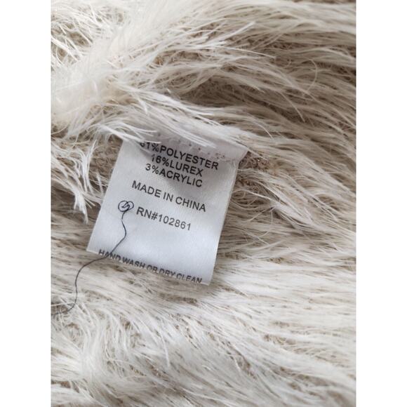 Dor Dor Couture Star Eyelash Chenille Fuzzy Metallic 2 Tone Open Cardigan M - Picture 7 of 8